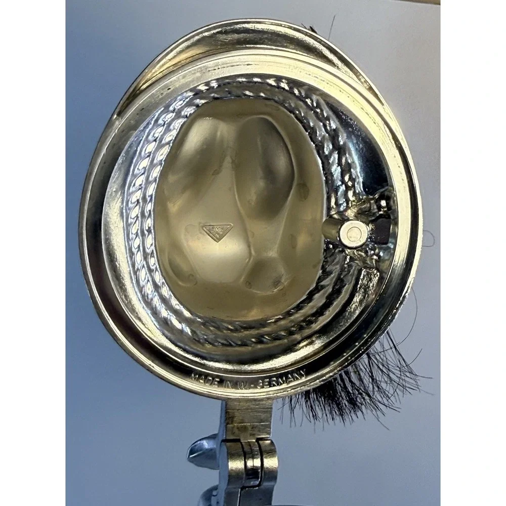 Vintage BMF German Glass Beer Boot Stein Pewter Alpine Hat Lid Hair Plume 8.5